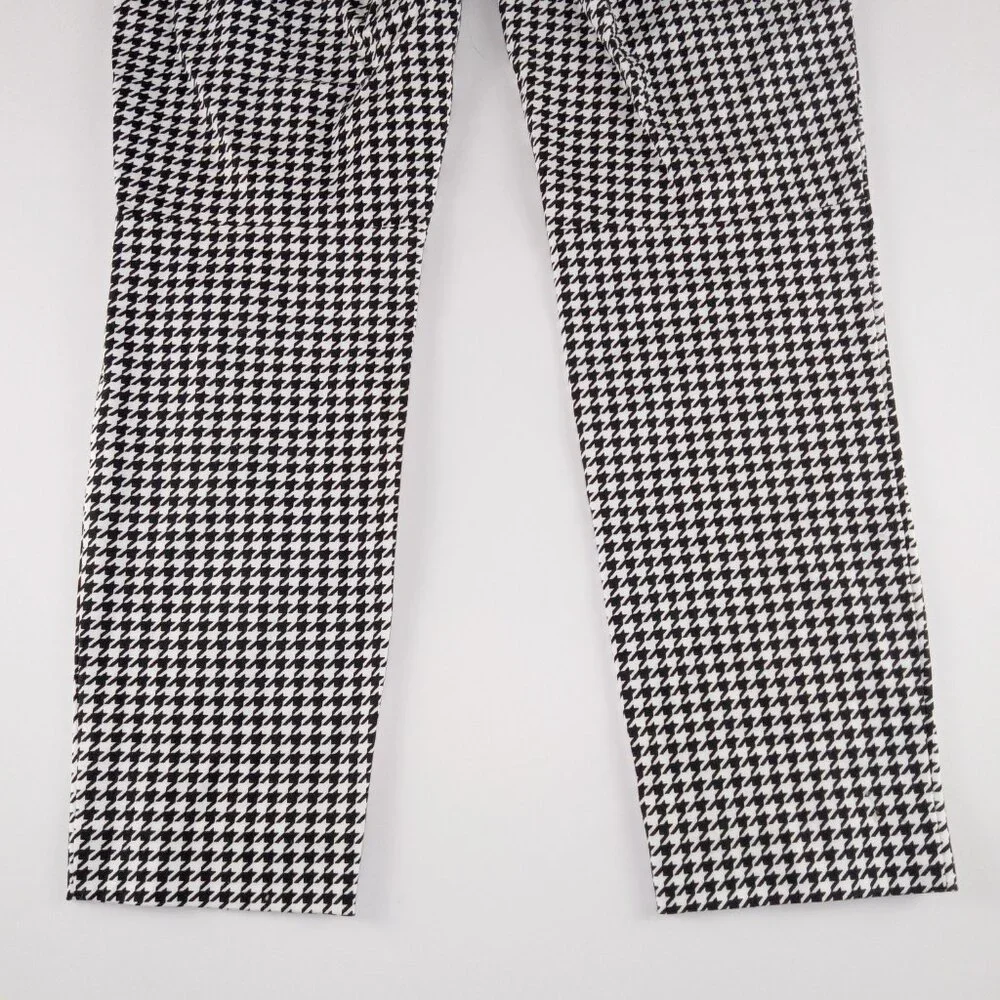 J. Crew Women's Winnie Crop Pant Size 4 Black White Houndstooth Mid Rise Stretch